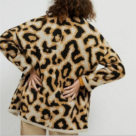 Anthropologie Maeve Menagerie Leopard Cardigan size L - Picture 3 of 3